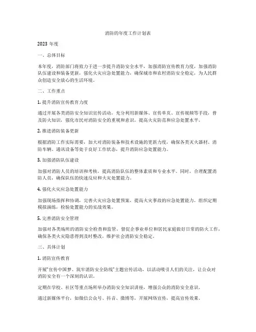消防的年度工作计划表