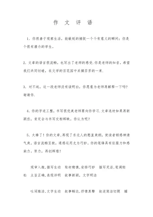 小学二年级写话评语