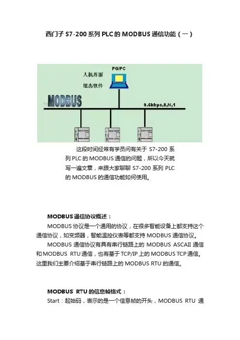 西门子S7-200系列PLC的MODBUS通信功能（一）