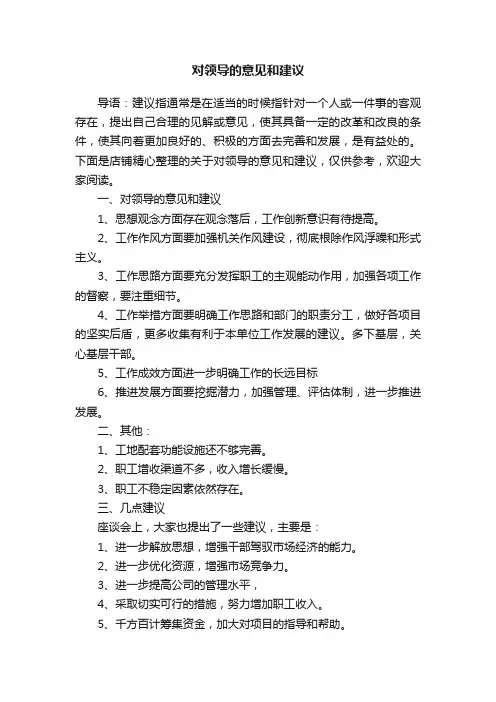 对领导的意见和建议