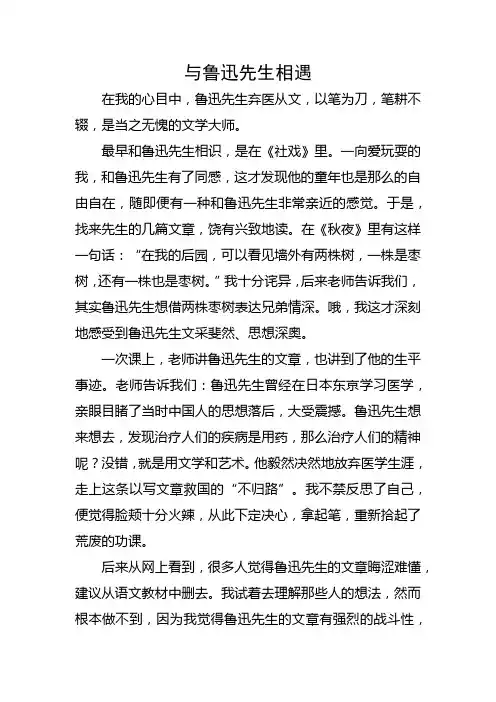 与鲁迅先生相遇为题的作文600字