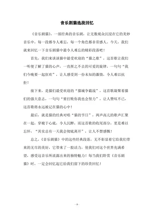 音乐剧猫选段回忆