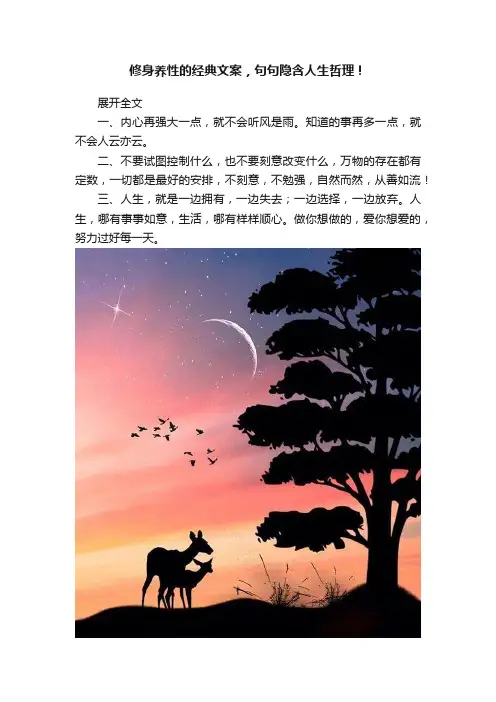 修身养性的经典文案，句句隐含人生哲理！