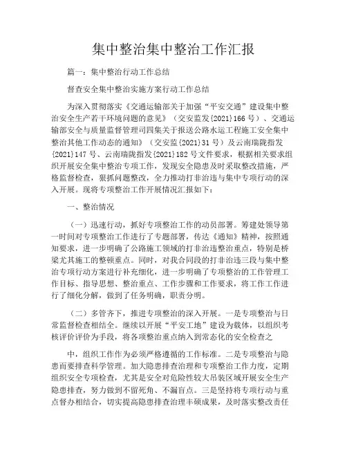 集中整治集中整治工作汇报