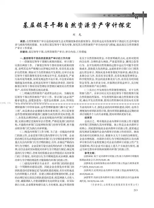 基层领导干部自然资源资产审计探究