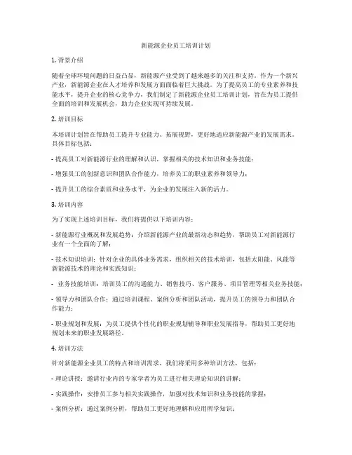 新能源企业员工培训计划