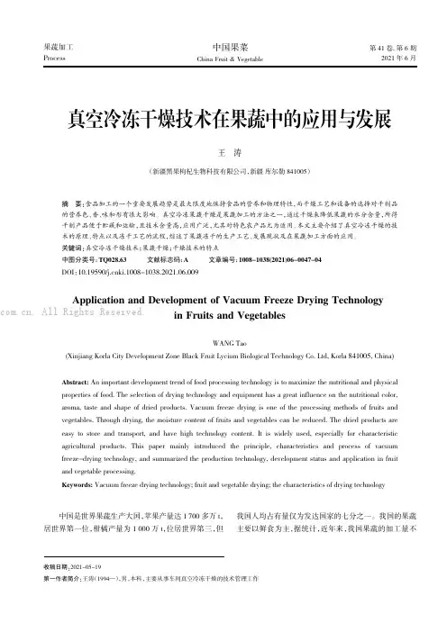 真空冷冻干燥技术在果蔬中的应用与发展