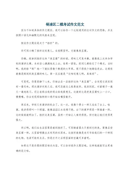 杨浦区二模考试作文范文
