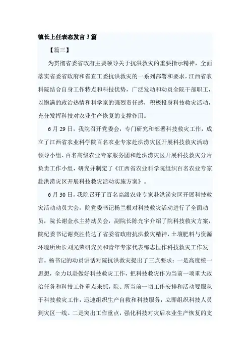 镇长上任表态发言3篇