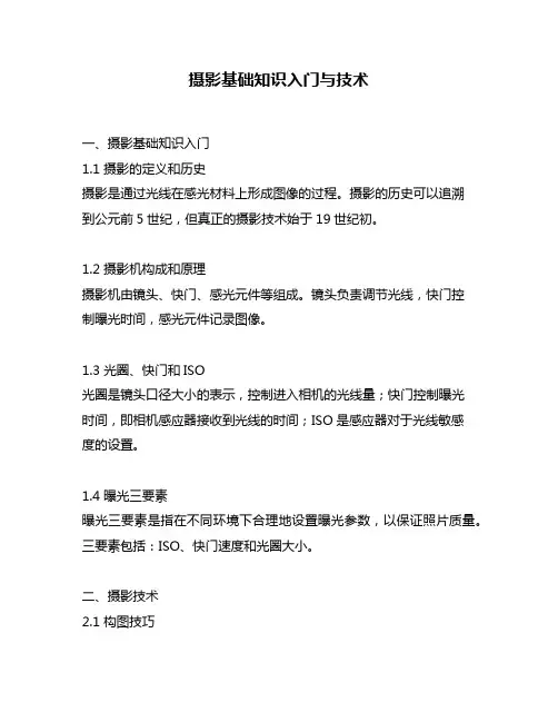 摄影基础知识入门与技术