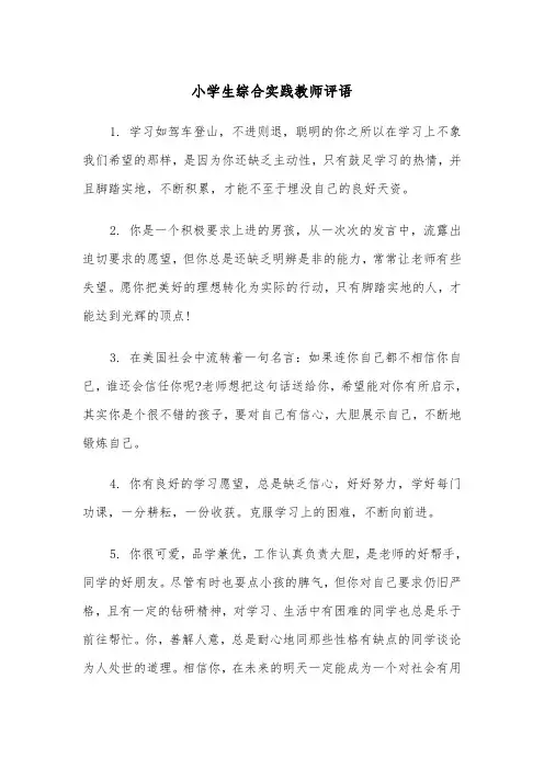 小学生综合实践教师评语（2篇）