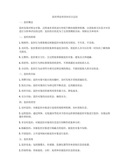 监控理论培训知识点总结