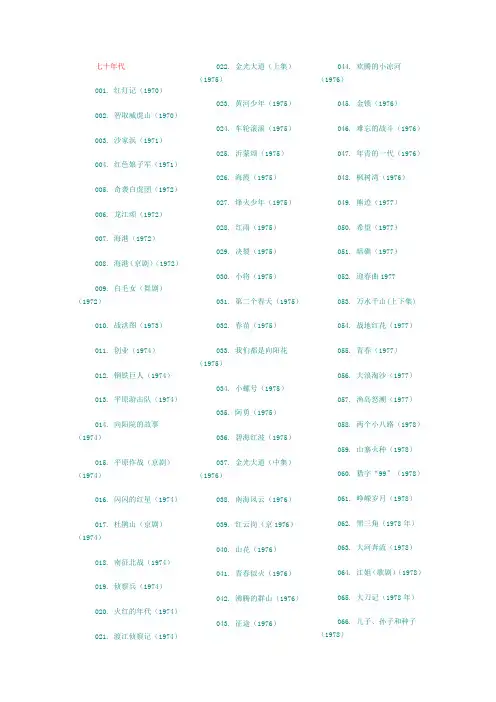 七八十年代电影名单