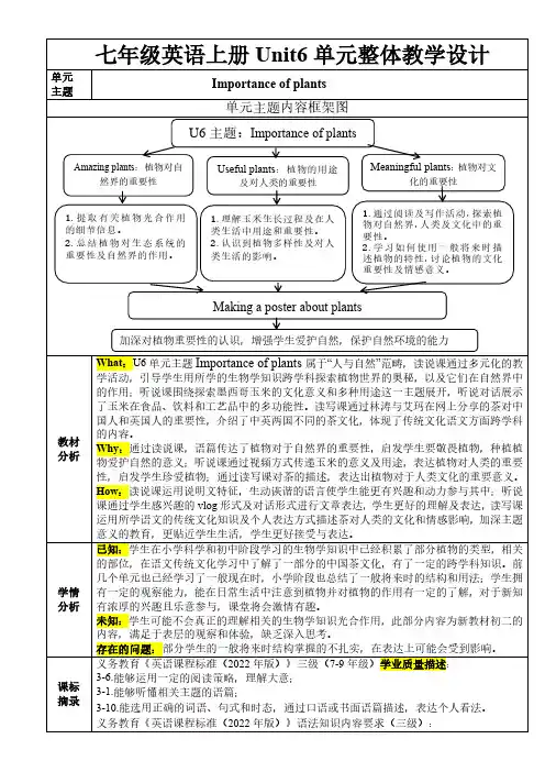 2024年外研版新教材七年级Unit6大单元教学设计定稿三说