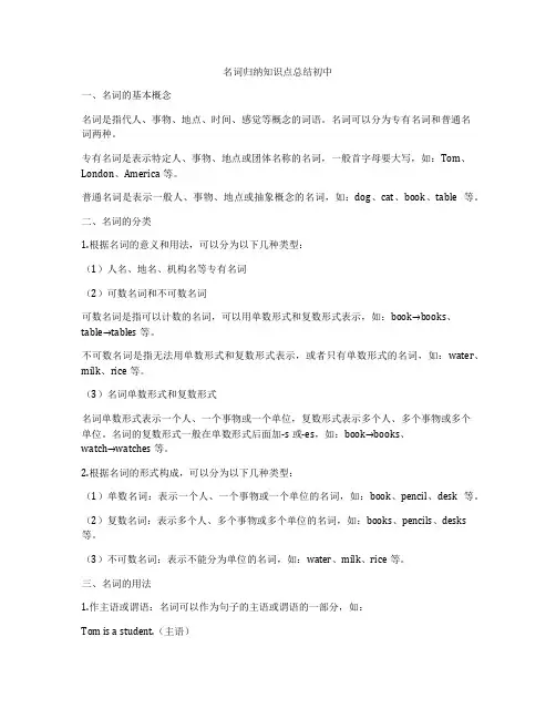 名词归纳知识点总结初中