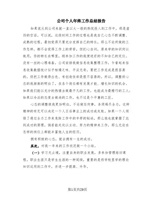 公司个人年终工作总结报告(12篇)