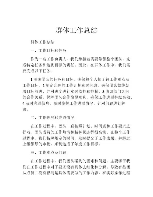 群体工作总结
