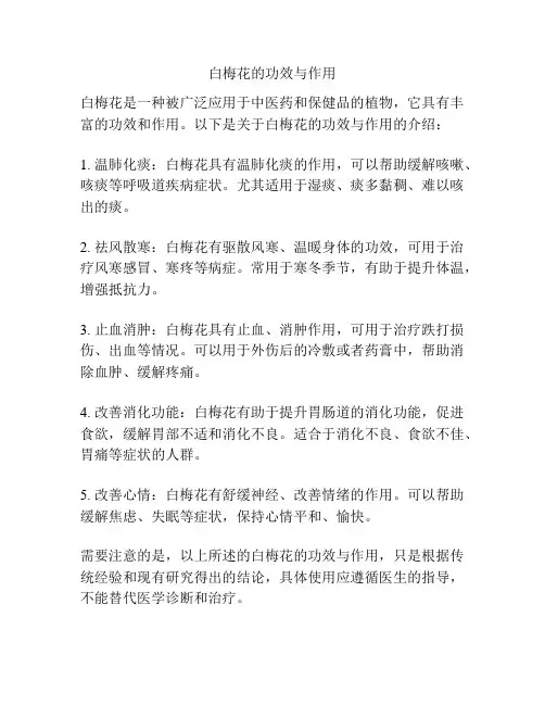 白梅花的功效与作用
