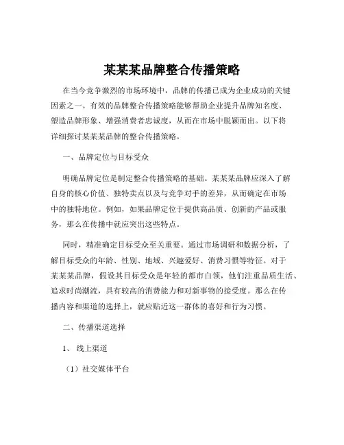 某某某品牌整合传播策略