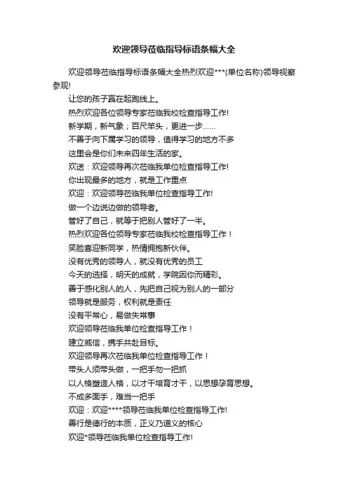 欢迎领导莅临指导标语条幅大全