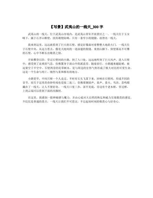 【写景】武夷山的一线天_300字