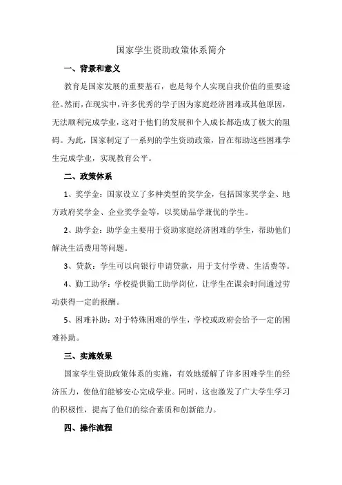 国家学生资助政策体系简介