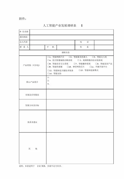 人工智能产业发展调研表