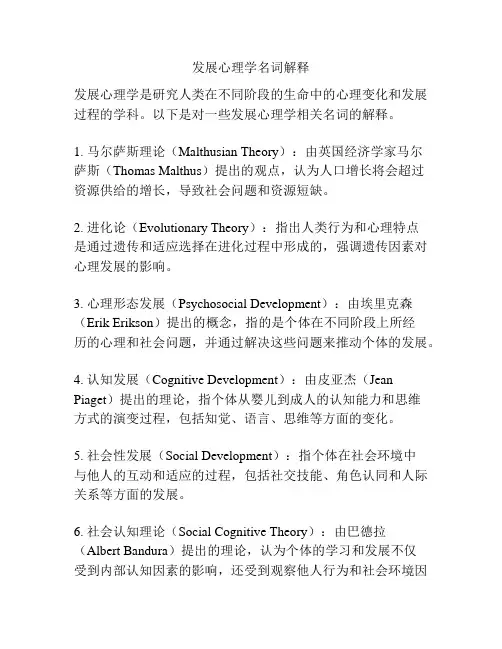 发展心理学名词解释
