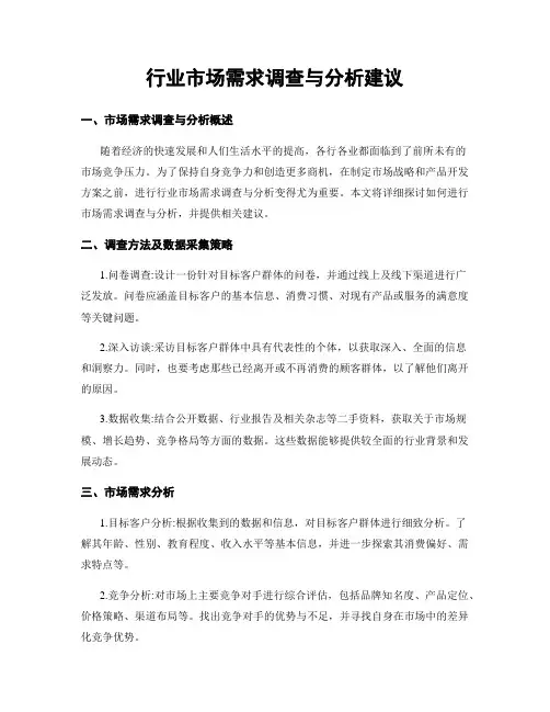 行业市场需求调查与分析建议