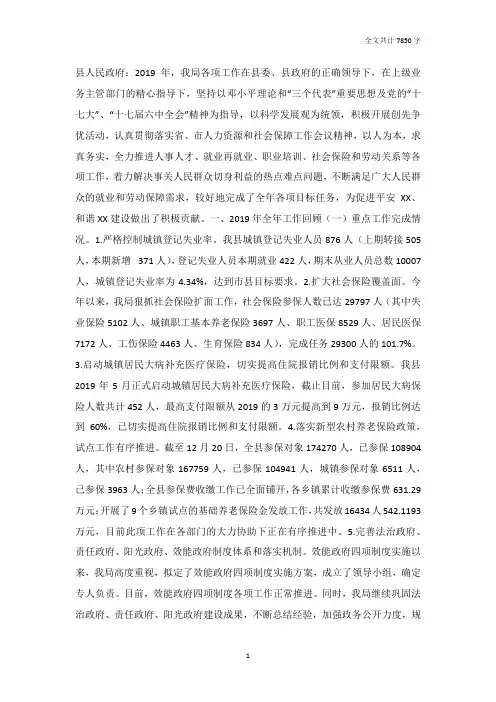 2019年人社局工作总结及2019年工作思路