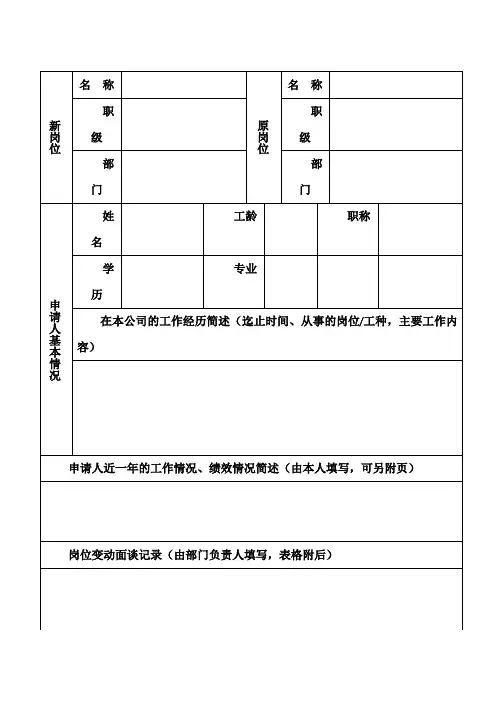 员工岗位变动审批表