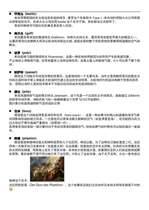 十七款大众品牌汽车名称含义及命名由来