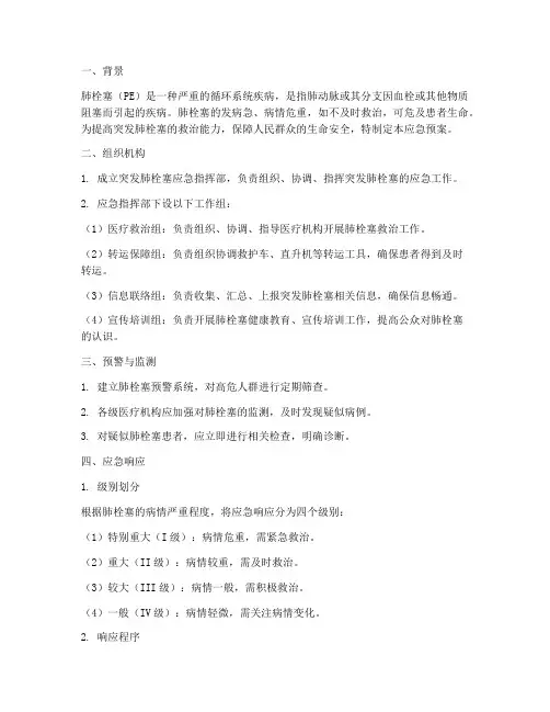 突发肺栓塞应急预案