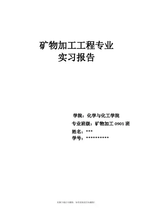 矿物加工专业认识实习报告