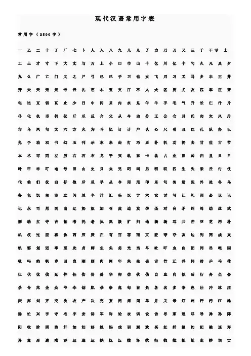 常用字表