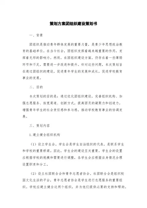 策划方案团组织建设策划书