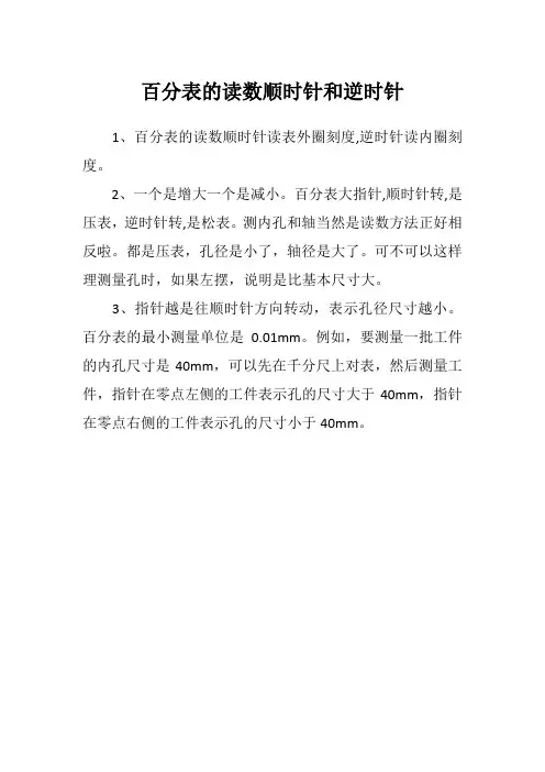 百分表的读数顺时针和逆时针