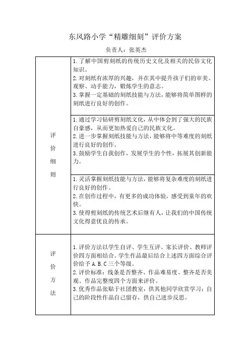 ”刻纸评价方案