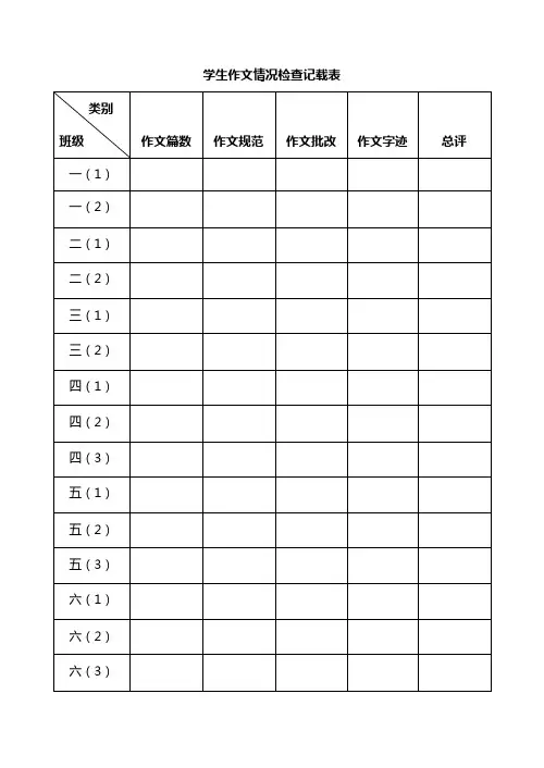 学生作文情况检查记载表