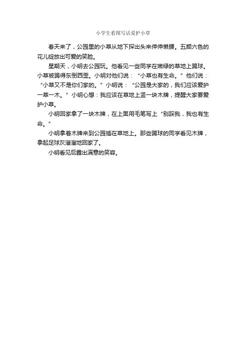 小学生看图写话爱护小草_作文200字_写植物的作文_