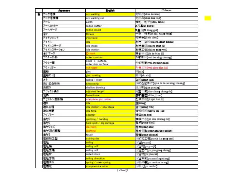 模具名词中英文日文对照