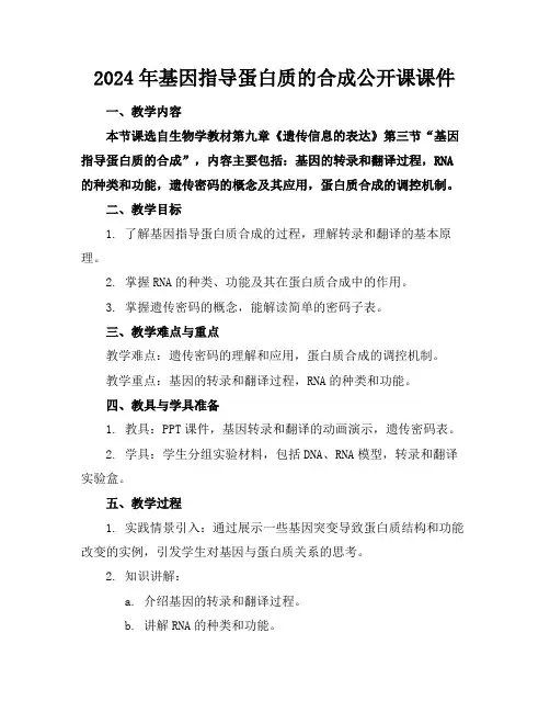 2024年基因指导蛋白质的合成公开课课件