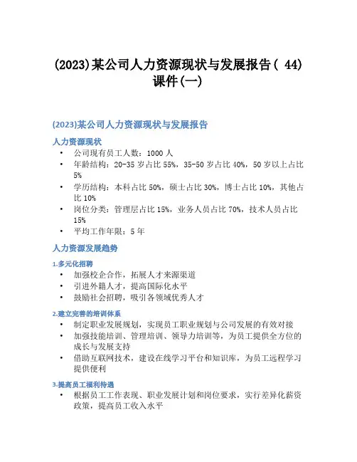 (2023)某公司人力资源现状与发展报告( 44)课件(一)