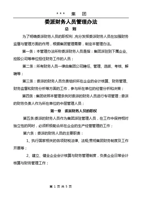 委派财务人员管理办法