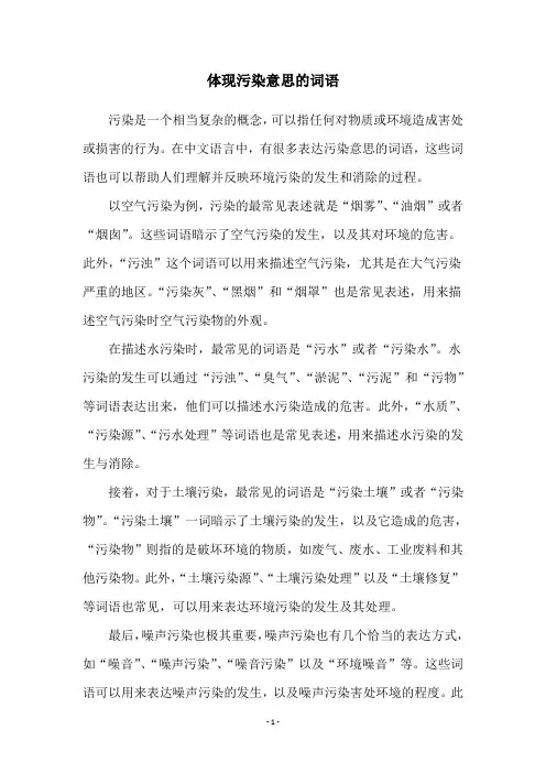 体现污染意思的词语