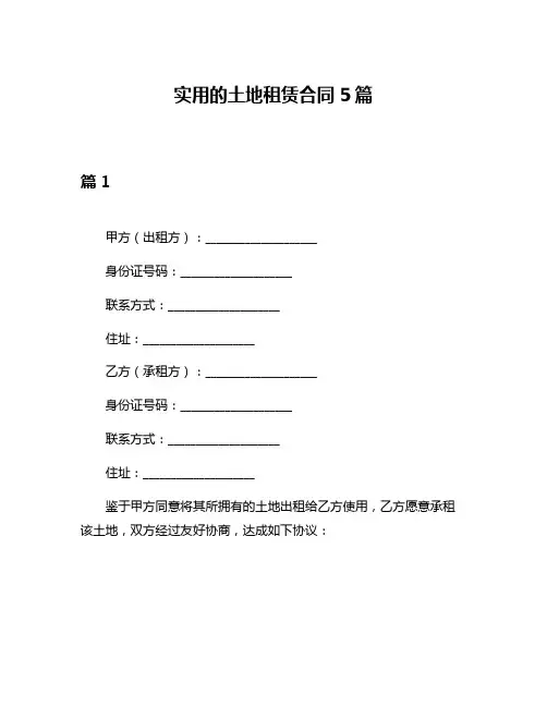 实用的土地租赁合同5篇