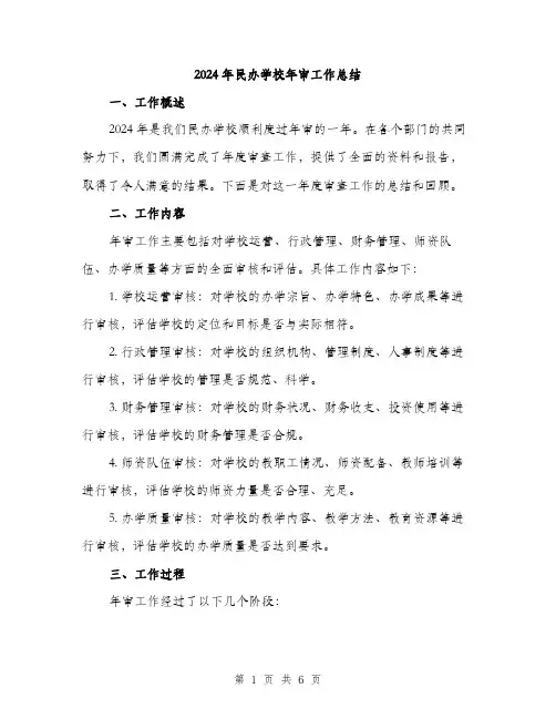 2024年民办学校年审工作总结(二篇)