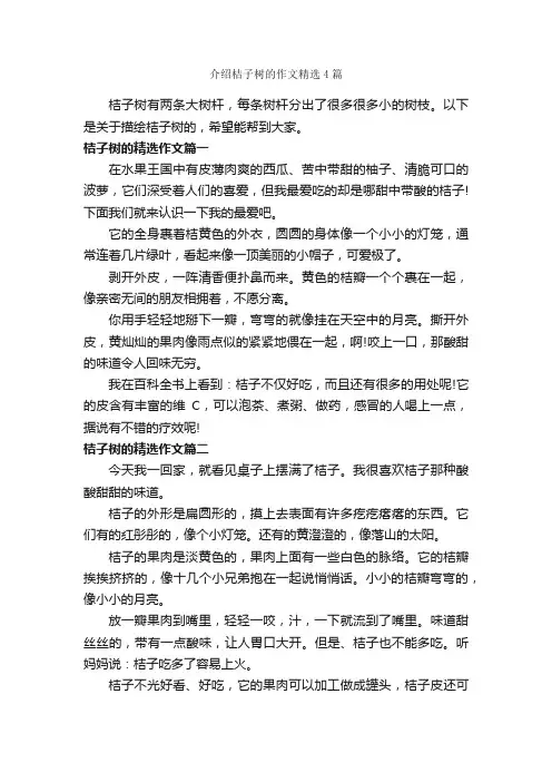 介绍桔子树的作文精选4篇_优秀作文范文_