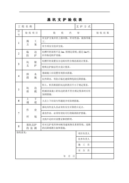 基坑支护验收表