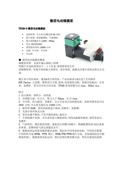 微型电动隔膜泵参数